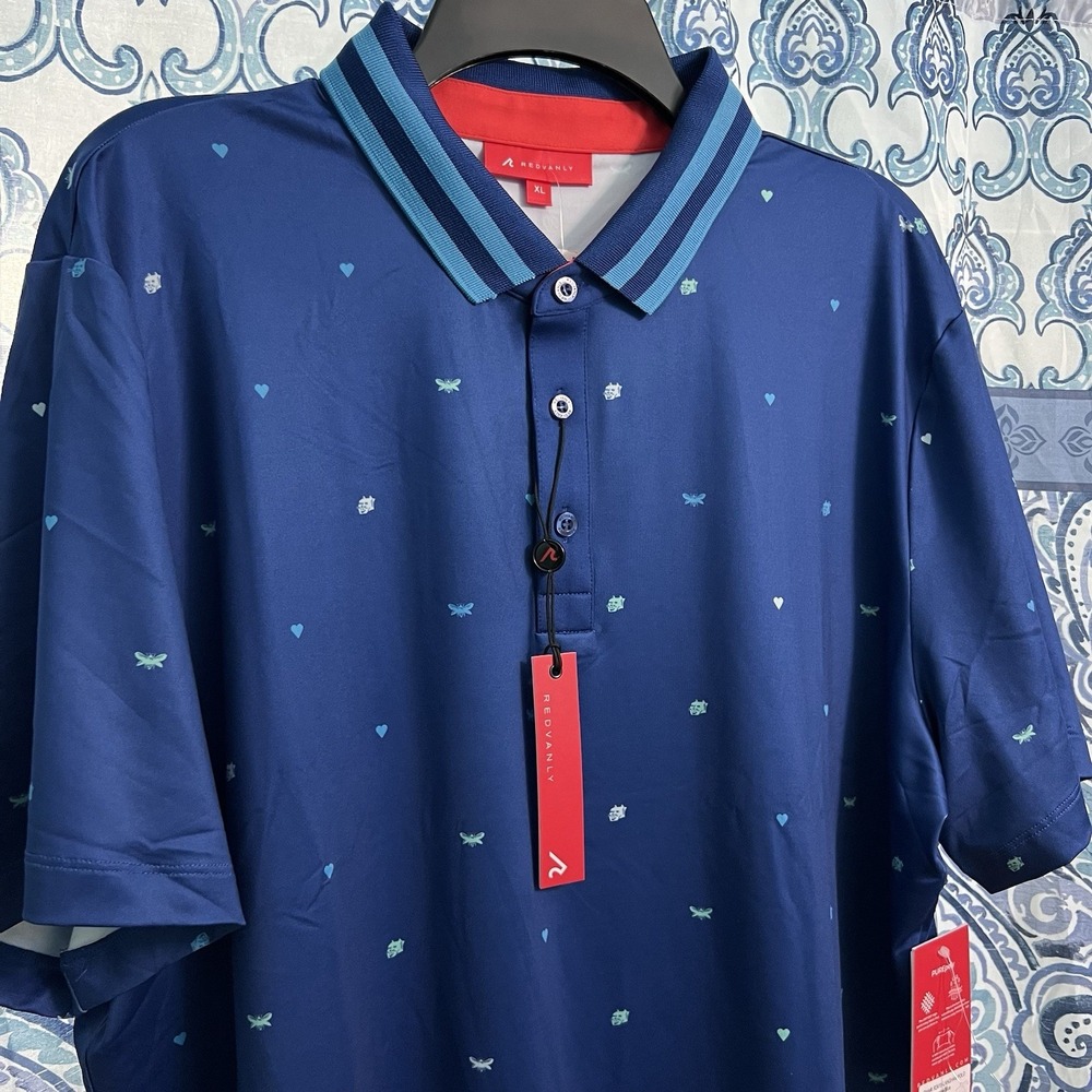 NEW Redvanly Langham Polo Shirt PUREpoly Men's Size XL Mazarine Blue Golf